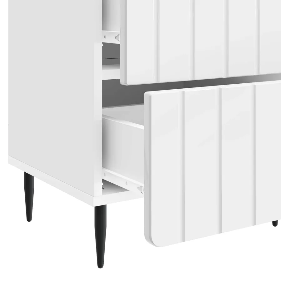 Cabinet de chevet Blanc brillant 43 x 34,5 x 49,5 cm - 9