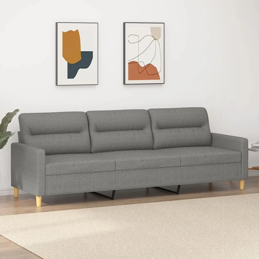 Canapé à 3 places Gris foncé 210 cm Tissu