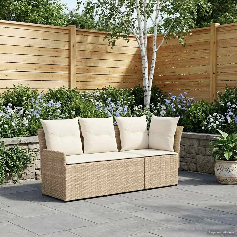 Sofa de jardin avec accoudoirs et sofa d'angle 2 Pièce Rotin PE