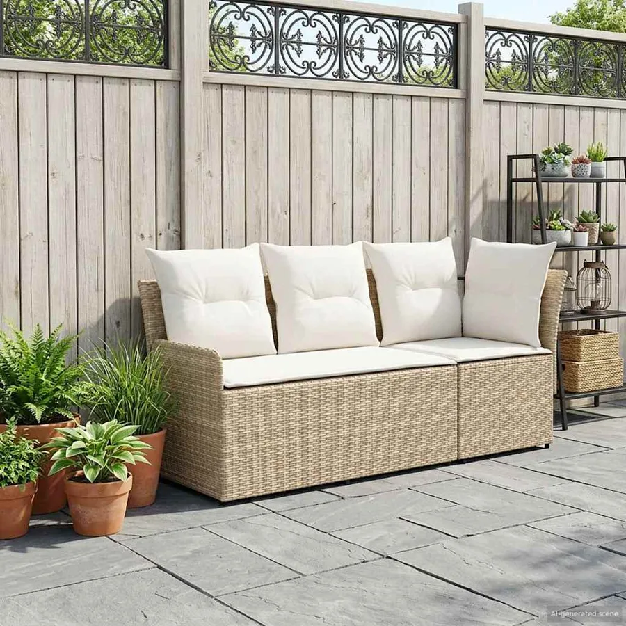 Sofa de jardin avec accoudoirs et sofa d'angle 2 Pièce Rotin PE - 3