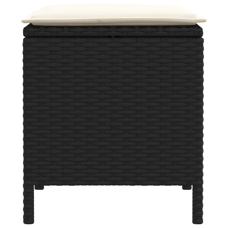 Pouf de Jardin 2 Pièce Noir et Crème 38 x 38 x 45 cm Rotin PE - 4
