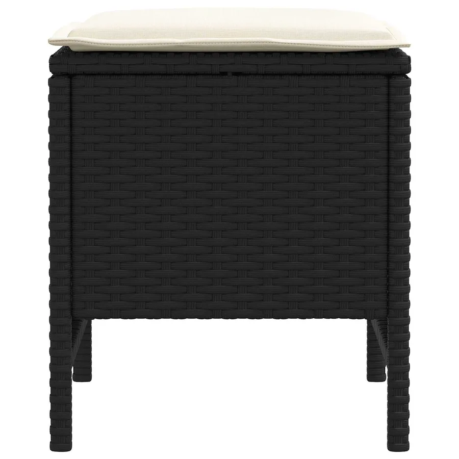 Pouf de Jardin 2 Pièce Noir et Crème 38 x 38 x 45 cm Rotin PE - 5