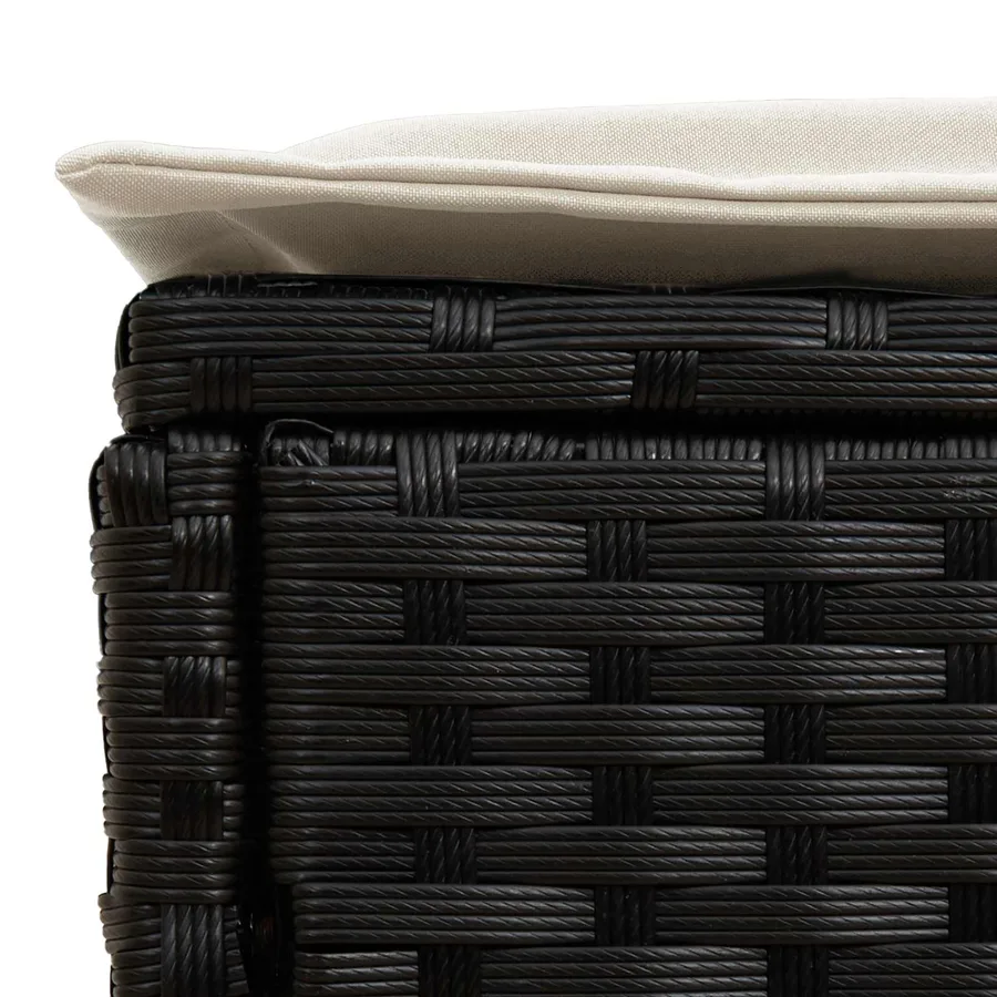 Pouf de Jardin 2 Pièce Noir et Crème 38 x 38 x 45 cm Rotin PE - 7