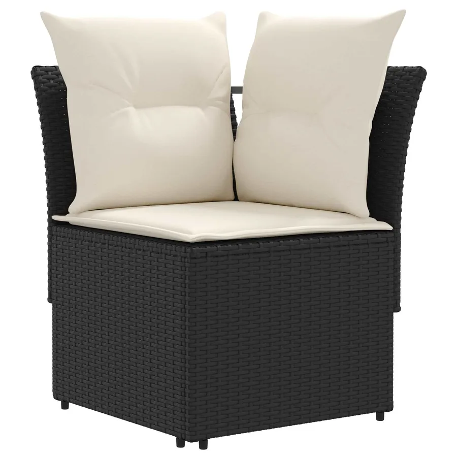Ensembles de meubles avec oreiller 6 pcs Noir et Crème Rotin PE - 4
