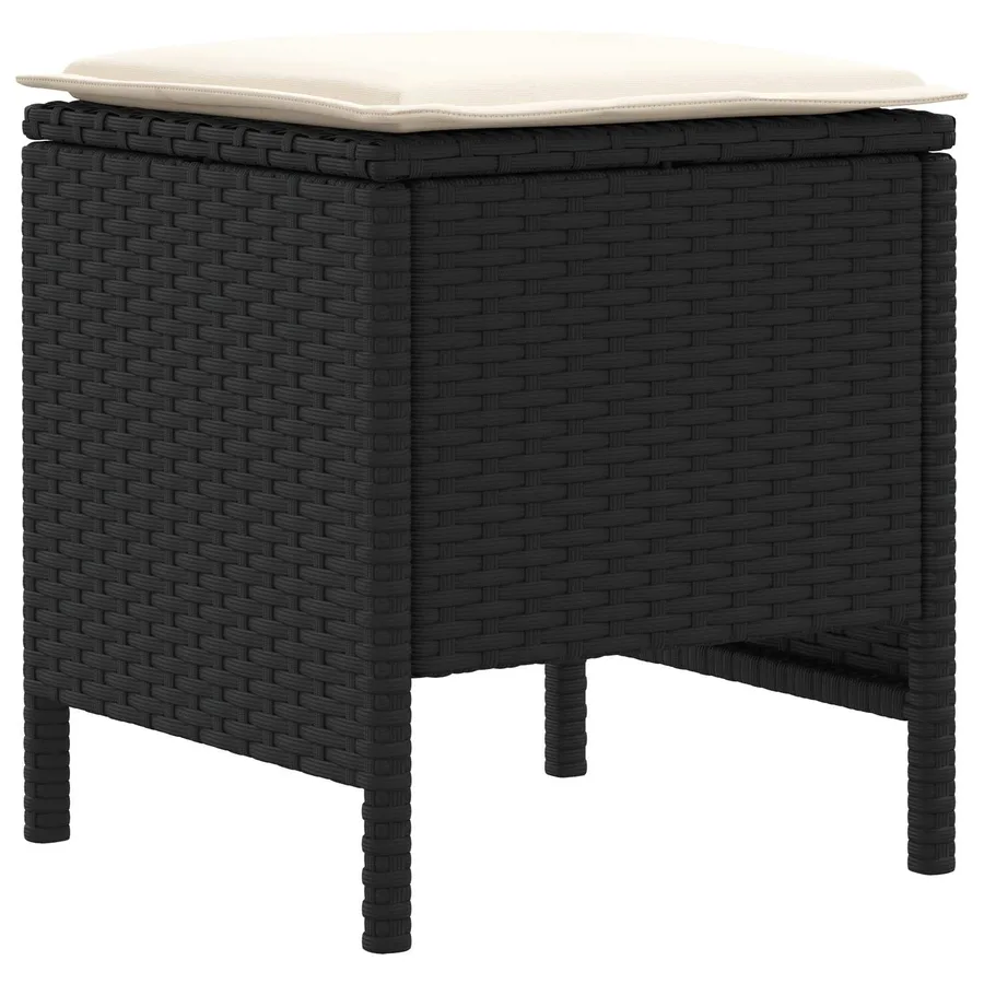Ensembles de meubles avec oreiller 6 pcs Noir et Crème Rotin PE - 7