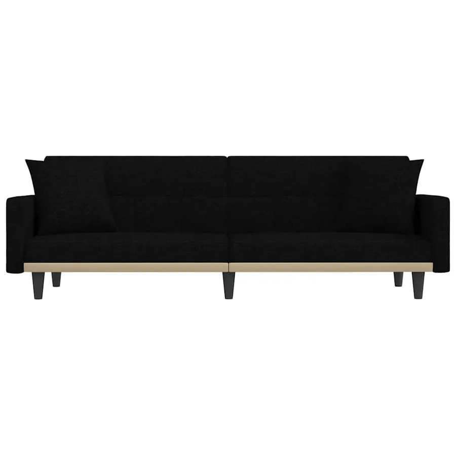 Canapé-lit avec coussins noir tissu - 4