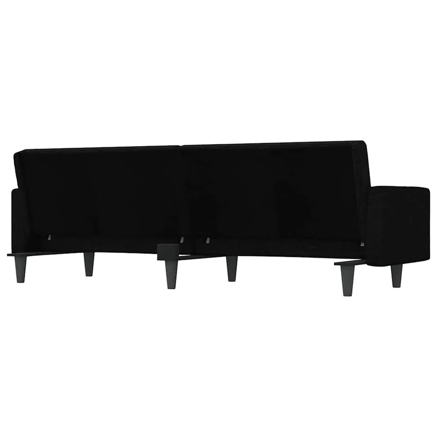 Canapé-lit avec coussins noir tissu - 8