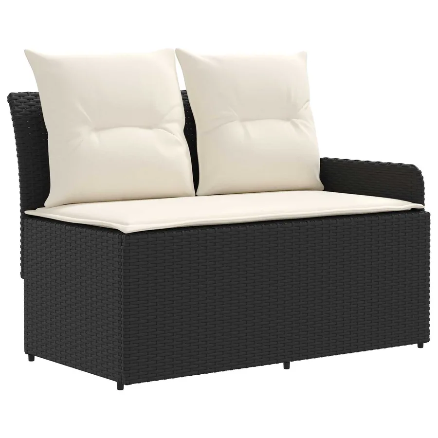 Ensembles de meubles avec oreiller 7 pcs Noir et Crème Rotin PE - 5