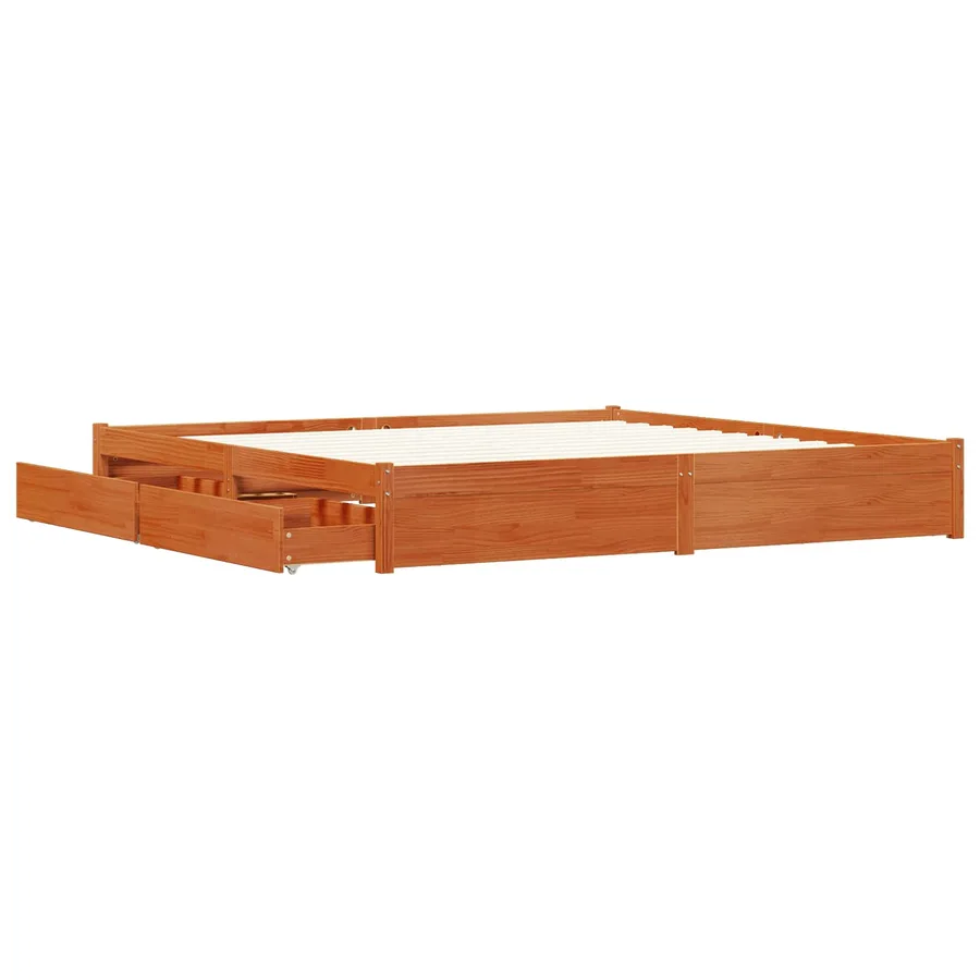 Cadre de lit Cire marron 180 x 200 cm Bois de Pin Massif - 4