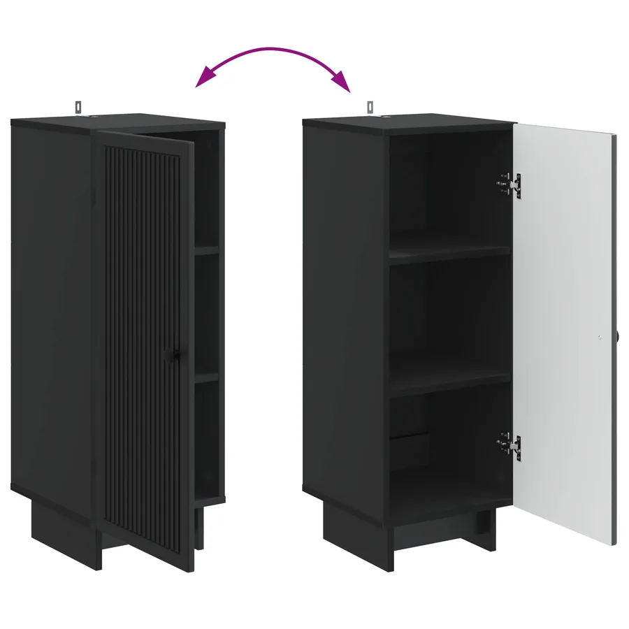 Buffet Noir 33 x 34,5 x 90 cm Bois d'ingénierie - 11