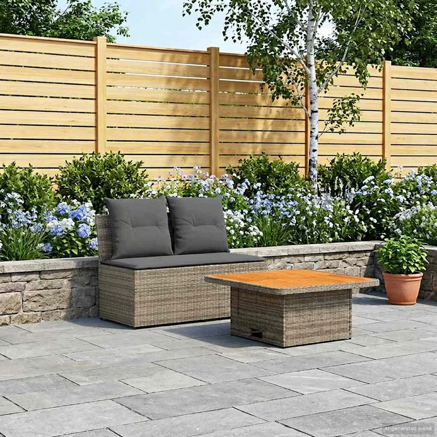 2 Pièce Canapé du milieu de jardin avec table relevable