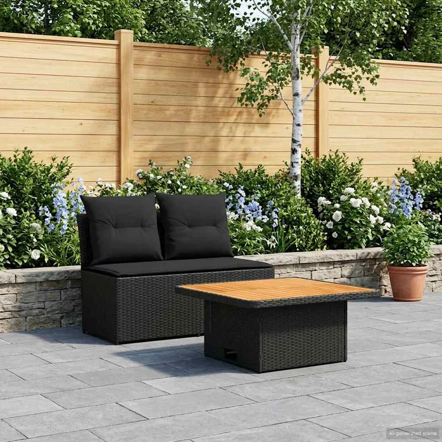 2 Pièce Canapé du milieu de jardin avec table relevable