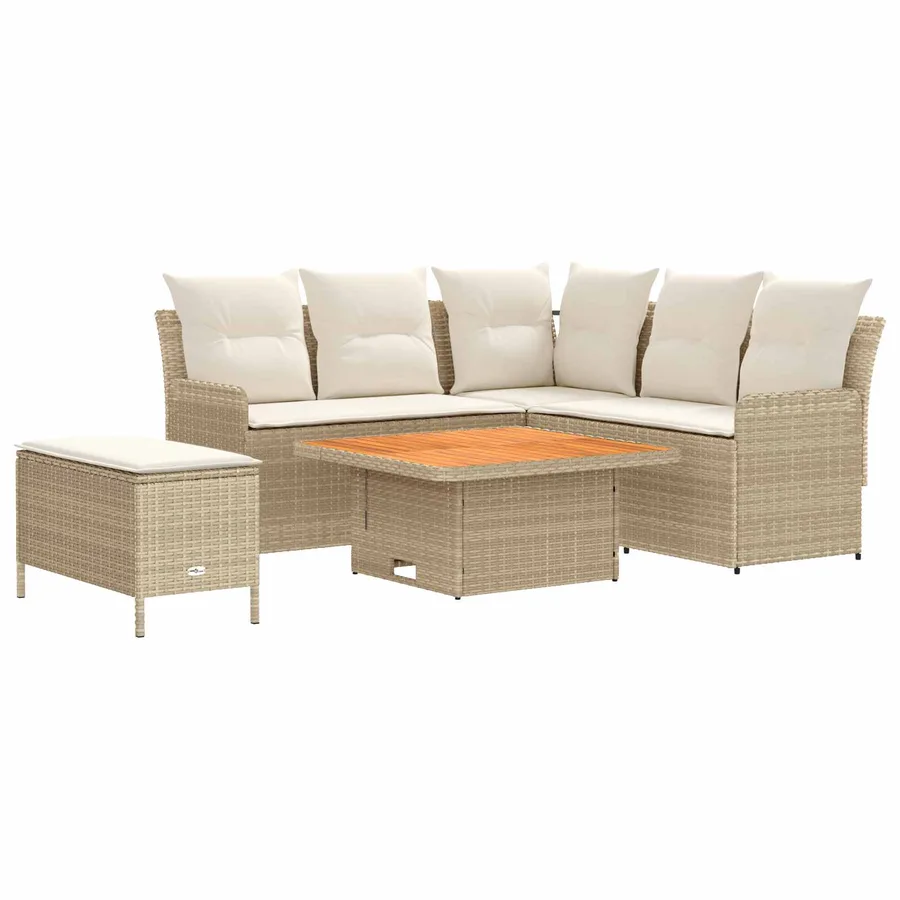 Ensembles de meubles 5 pcs Beige et crème Rotin PE - 2