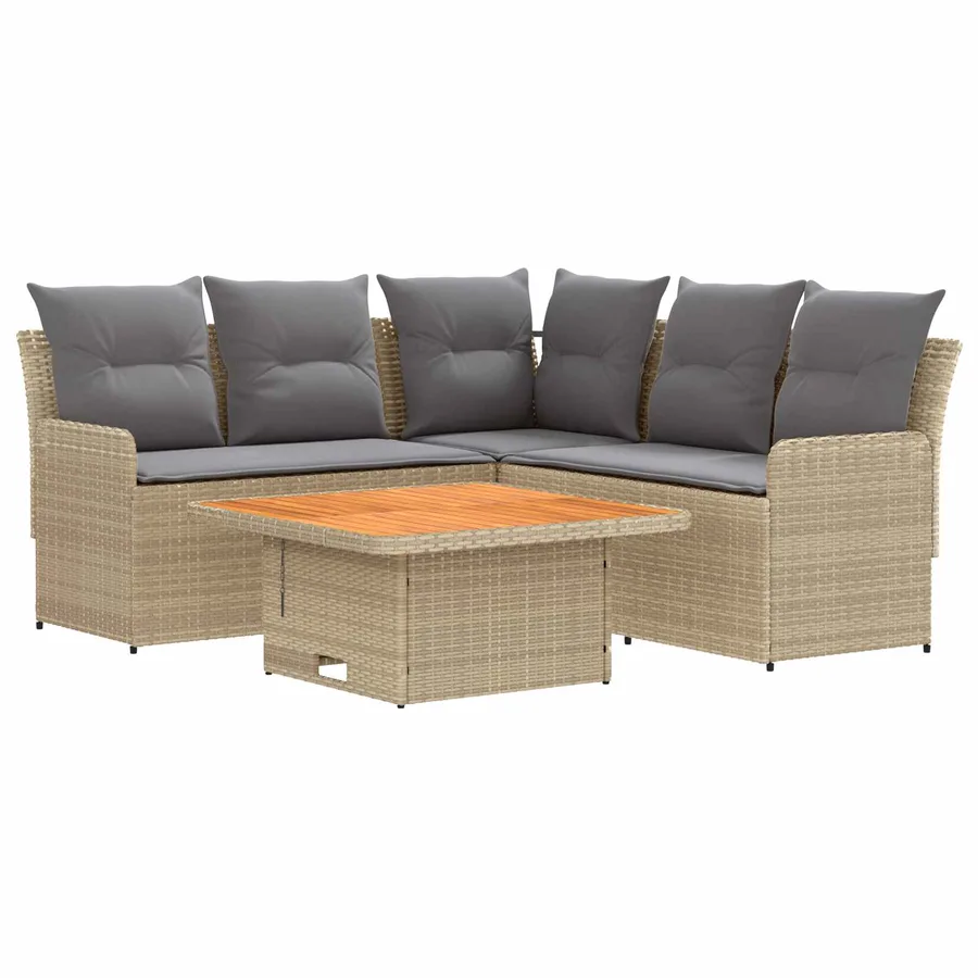 Ensembles de meubles 4 pcs Beige et Gris clair Rotin PE - 2