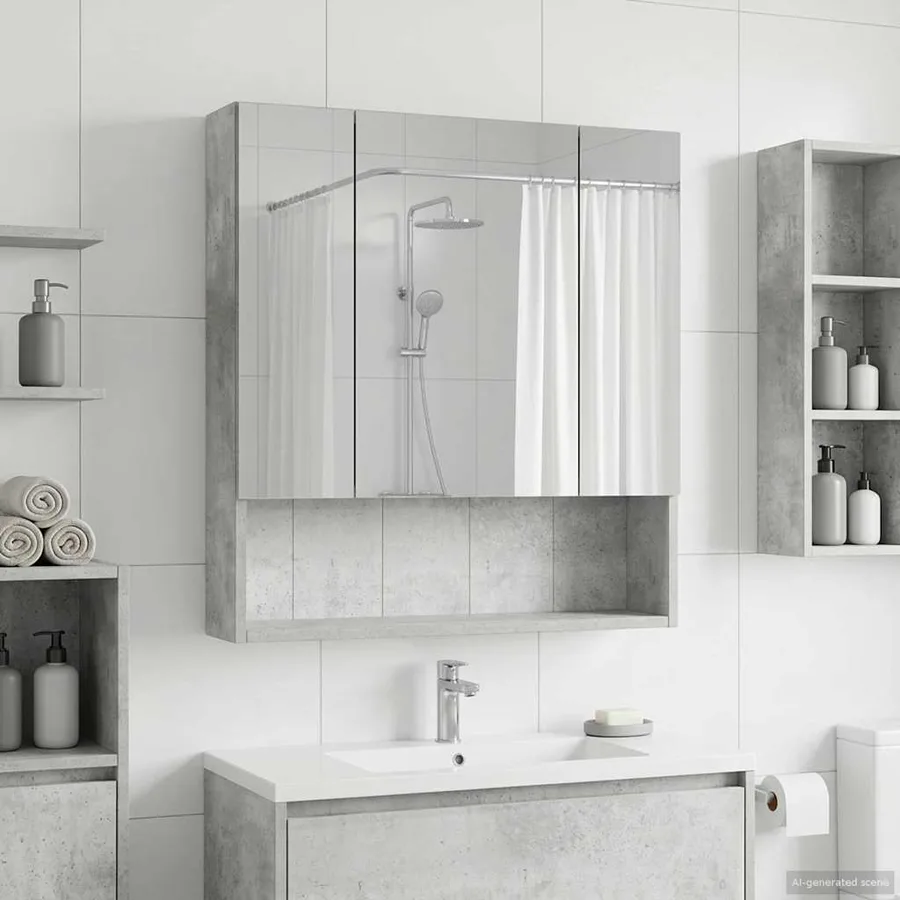 Armoire Miroir de Salle de Bain Gris béton 60 x 14.5 x 70 cm - 4