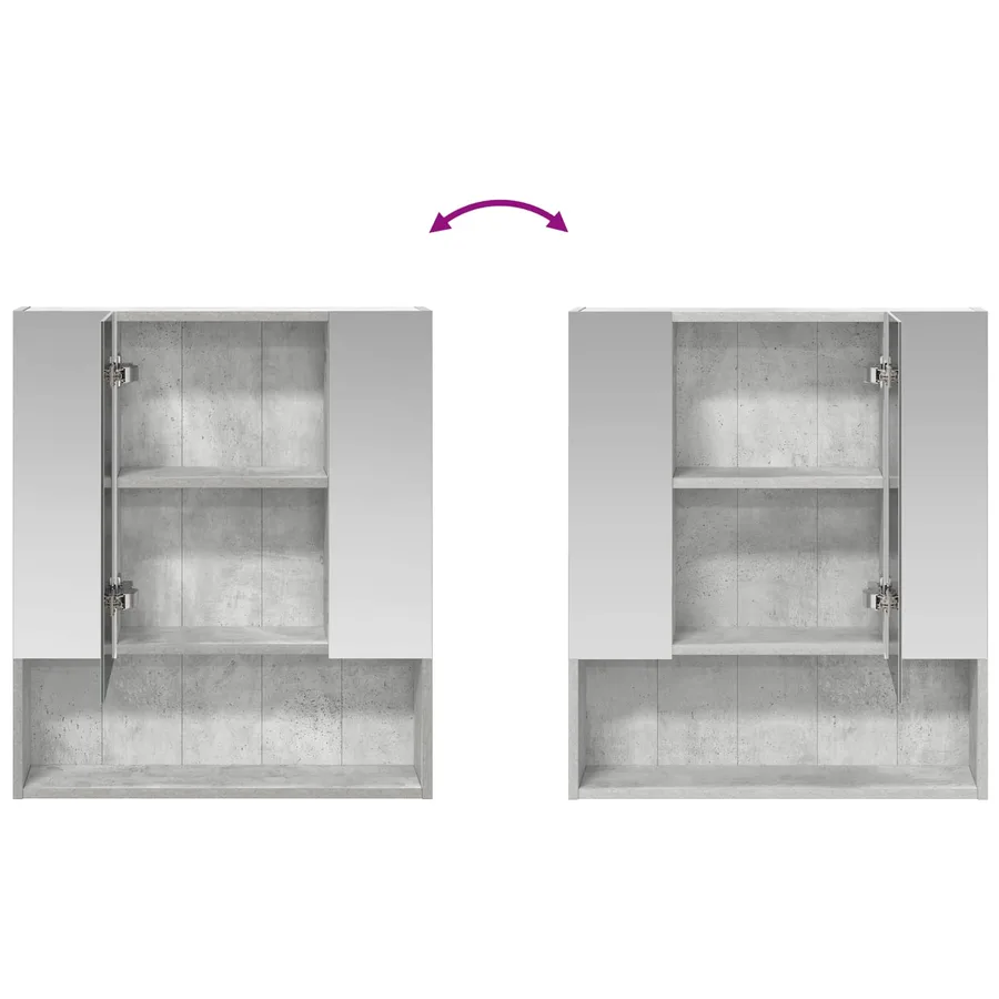 Armoire Miroir de Salle de Bain Gris béton 60 x 14.5 x 70 cm - 8