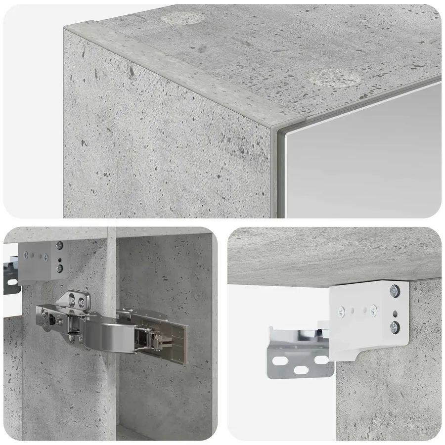 Armoire Miroir de Salle de Bain Gris béton 60 x 14.5 x 70 cm - 9