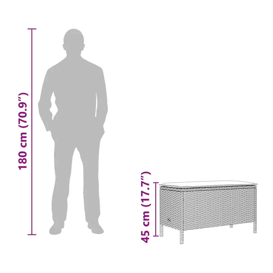 Pouf de Jardin Beige et Gris clair 80 x 38 x 42 cm Rotin PE - 12
