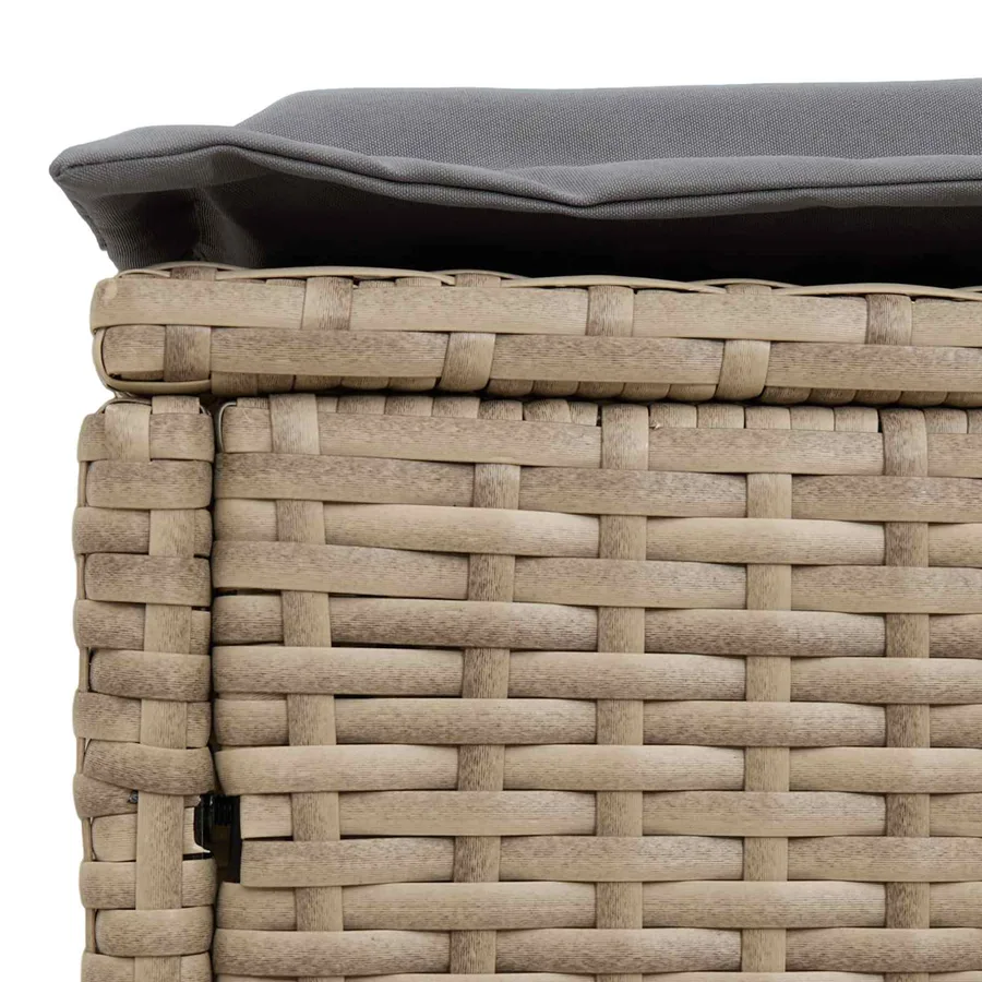 Pouf de Jardin Beige et Gris clair 80 x 38 x 42 cm Rotin PE - 7