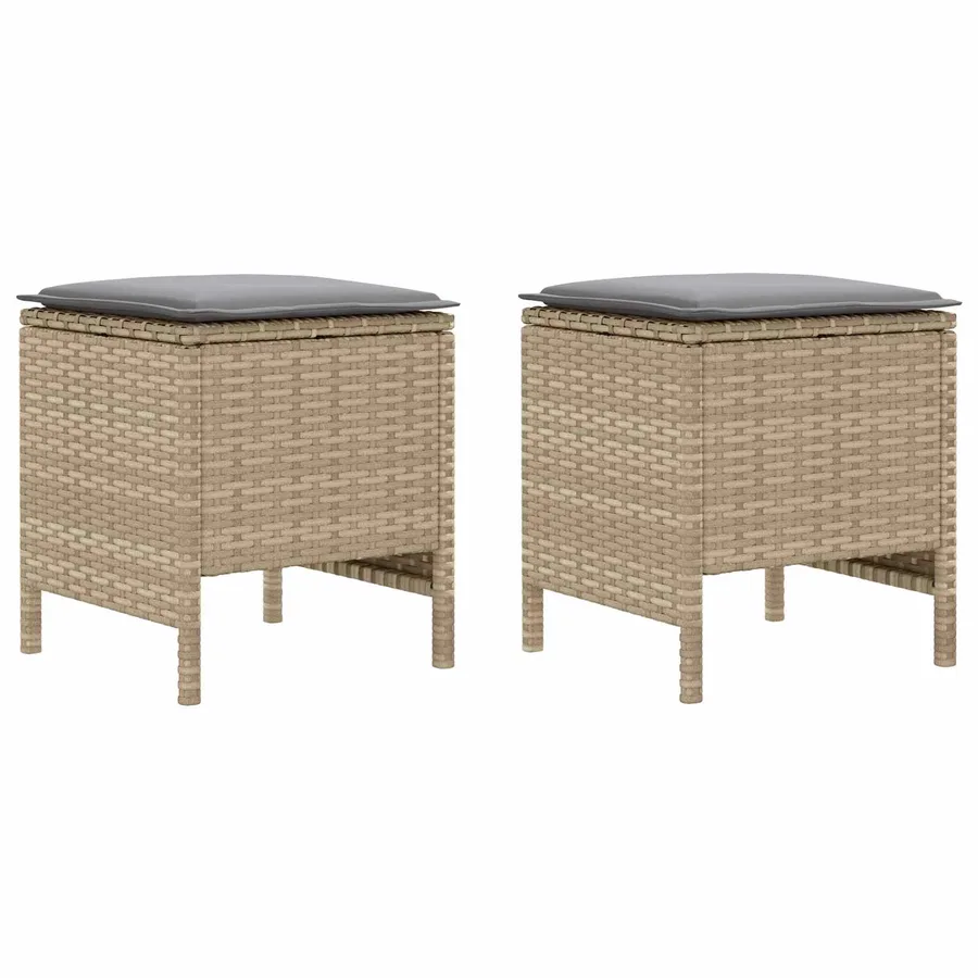 Pouf de Jardin 2 Pièce Beige et Gris clair 38 x 38 x 45 cm - 2