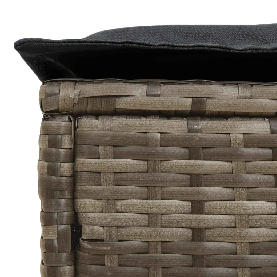 Pouf de Jardin Gris et Gris foncé 80 x 38 x 45 cm Rotin PE - 7