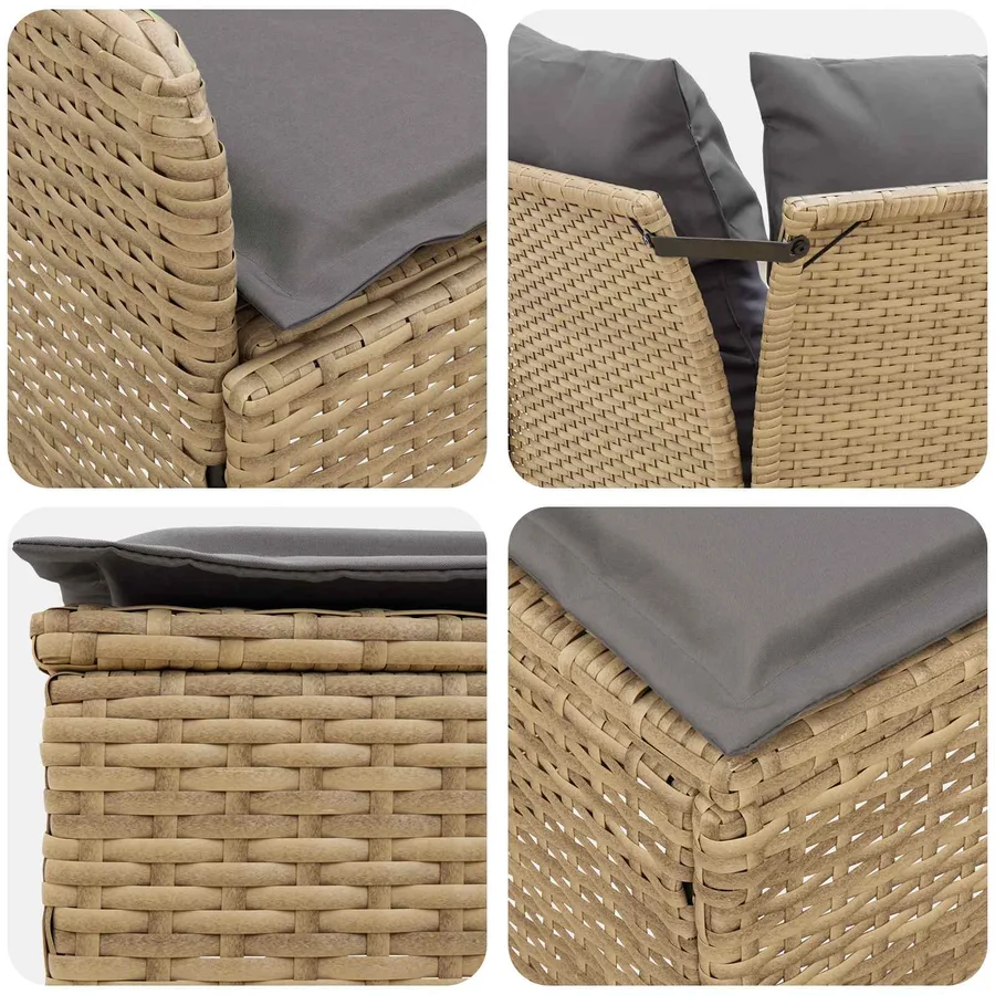Ensembles de meubles 7 pcs Beige et Gris clair Rotin PE - 8