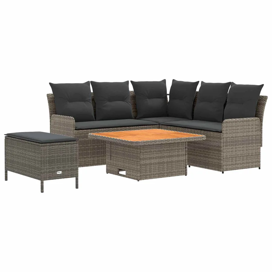 Ensembles de meubles 5 pcs Gris et Gris foncé Rotin PE - 2