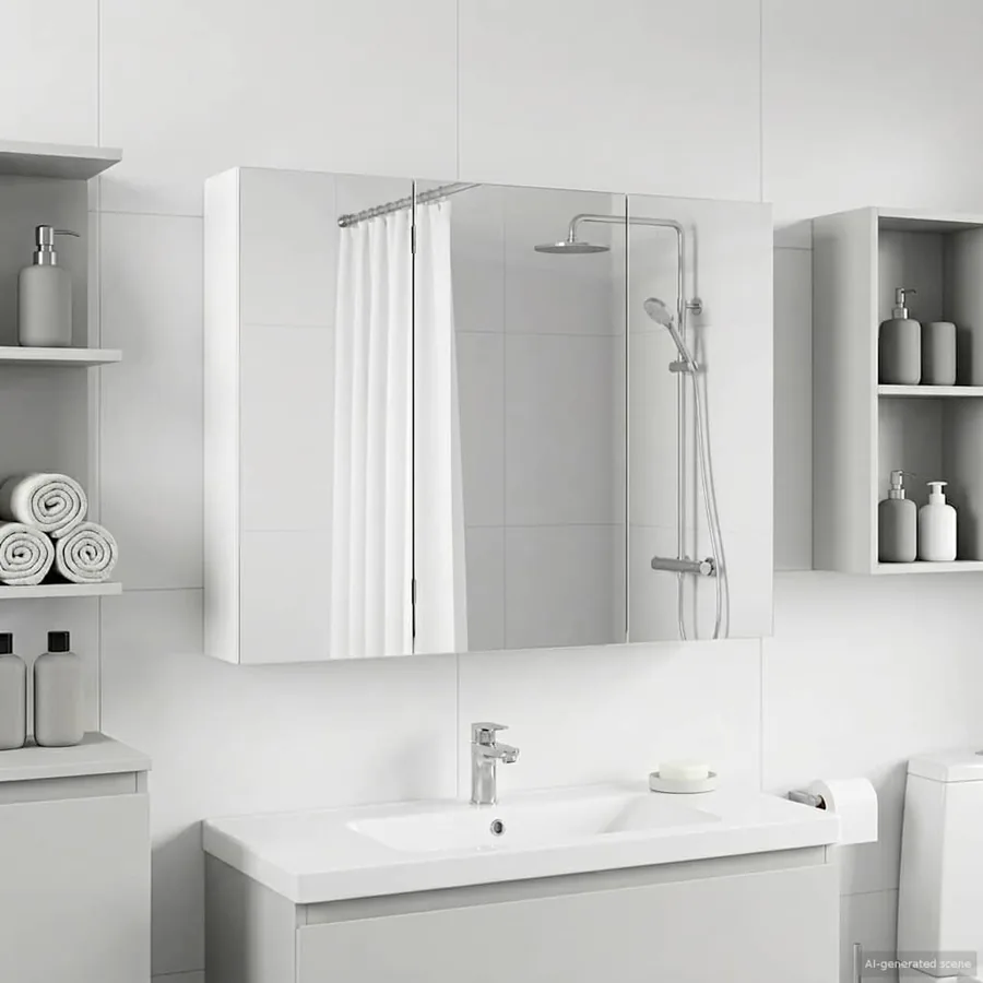 Armoire Miroir de Salle de Bain Blanc 100 x 14,5 x 70 cm