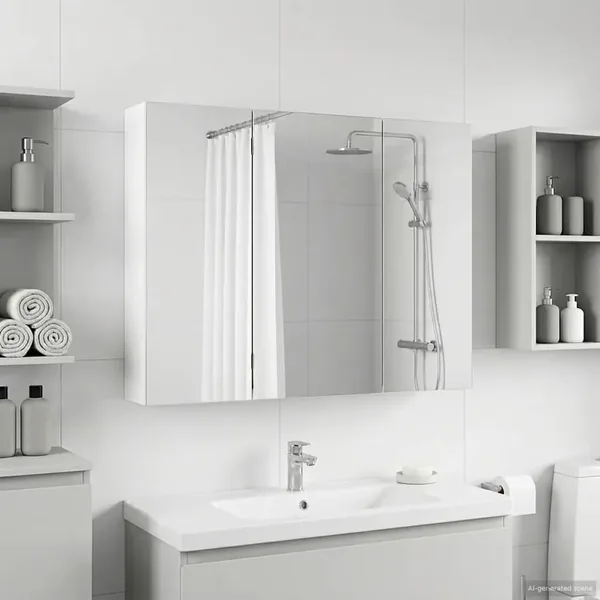 Armoire Miroir de Salle de Bain Blanc 100 x 14,5 x 70 cm