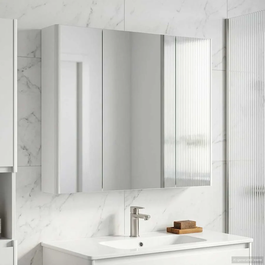 Armoire Miroir de Salle de Bain Blanc 83,5 x 15,5 x 70 cm