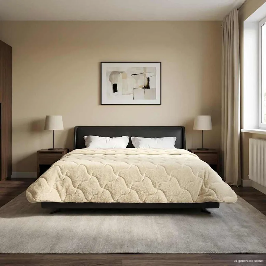 Duvet d'hiver Crème 220 x 240 cm Microfibre et polaire Teddy