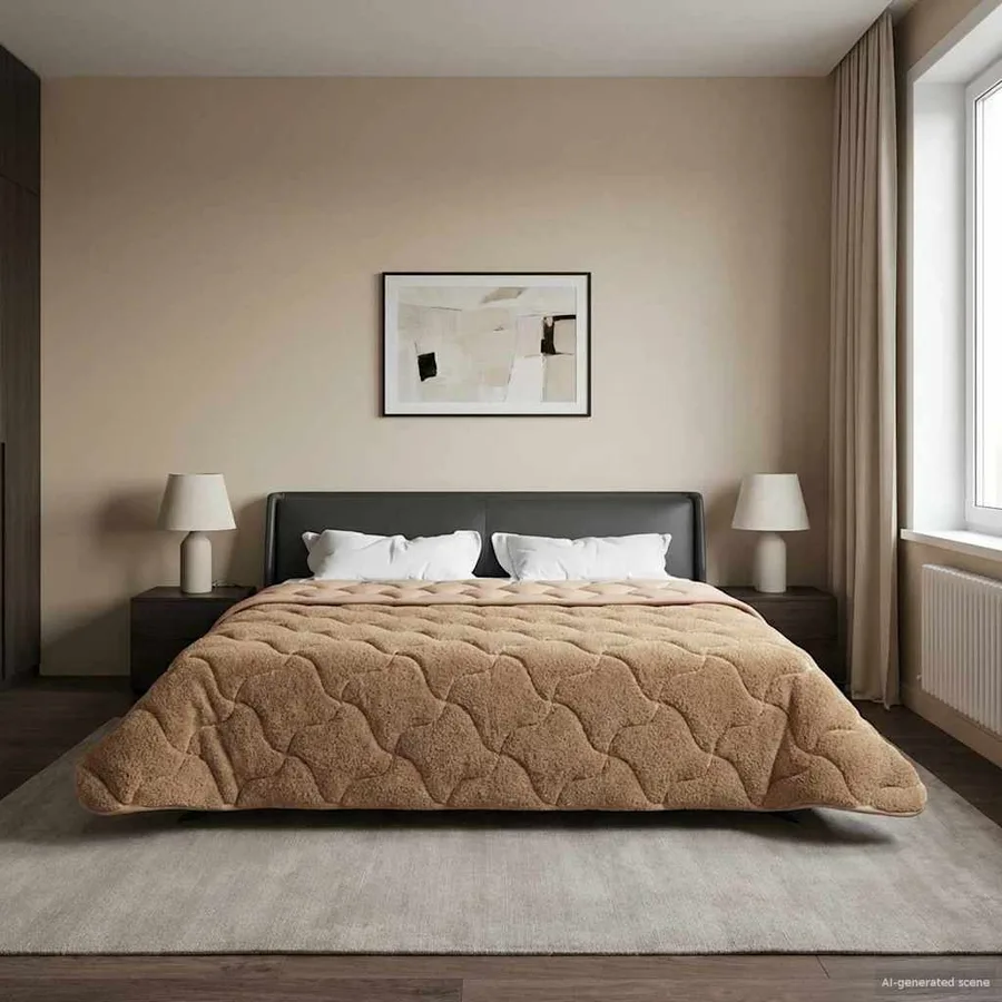Duvet d'hiver Taupe 220 x 240 cm Microfibre et polaire Teddy - 4