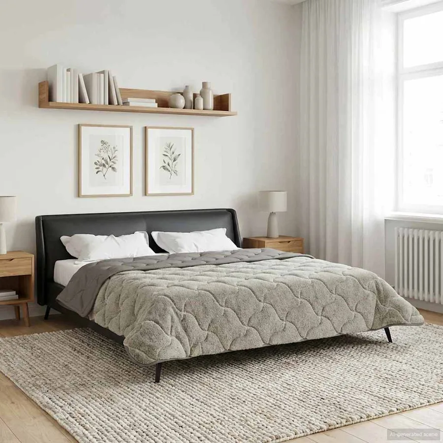 Duvet d'été simple Matelassé Gris clair 220 x 240 cm - 4