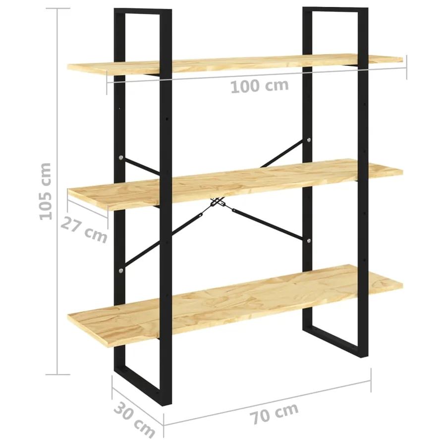 Bibliothèque à 3 niveaux 100x30x105 cm Bois de pin massif - 8