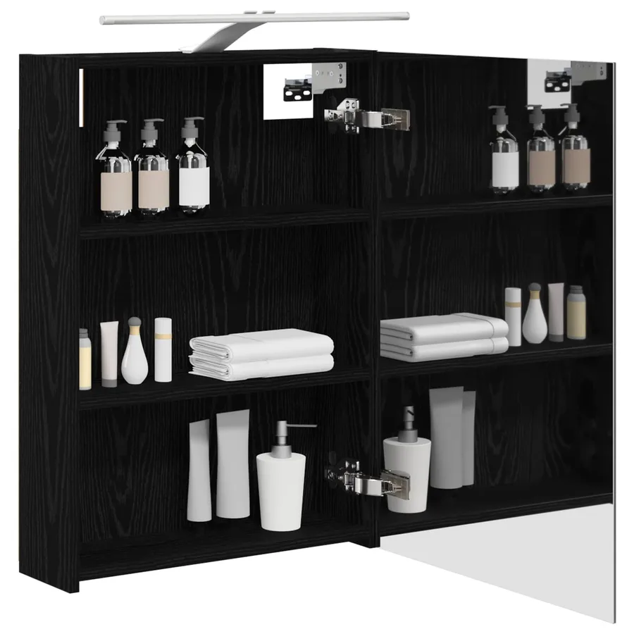 Armoire Miroir de Salle de Bain Chêne noir 50 x 14,5 x 70 cm - 3