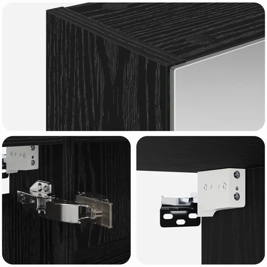 Armoire Miroir de Salle de Bain Chêne noir 50 x 14,5 x 70 cm - 8
