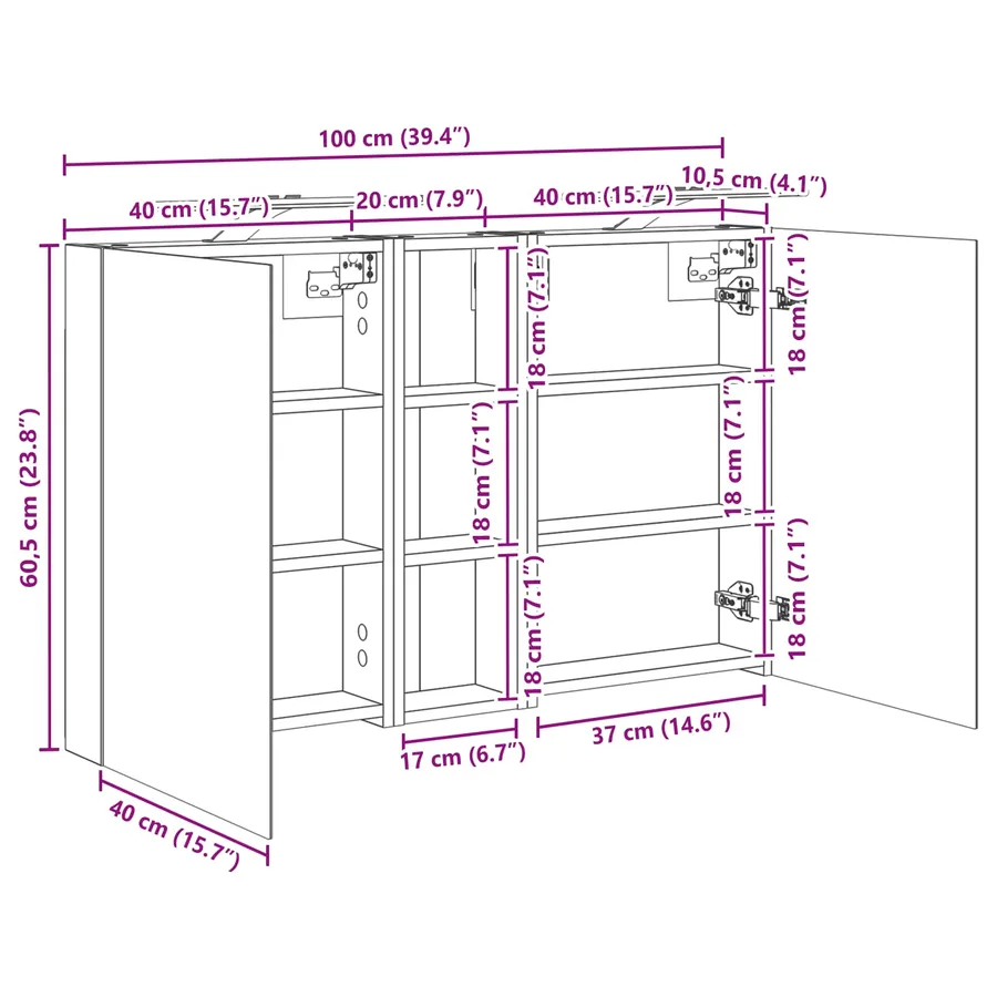 Ensemble de Meubles de Salle de Bain 3 pc 100 x 10,5 x 60,5 cm - 13