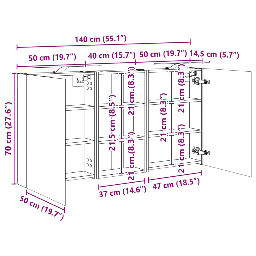 Ensemble de Meubles de Salle de Bain 3 pc 140 x 14,5 x 70 cm - 13