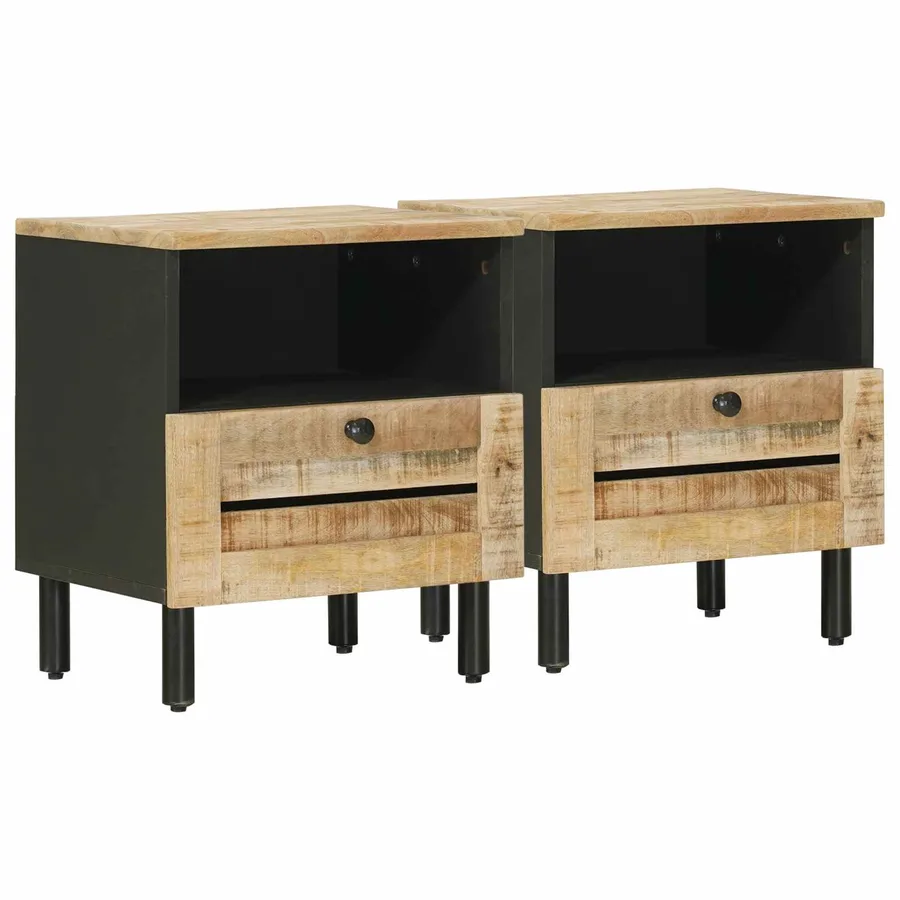 Table de chevet 2 pc Naturel 40 x 33 x 46 cm - 2