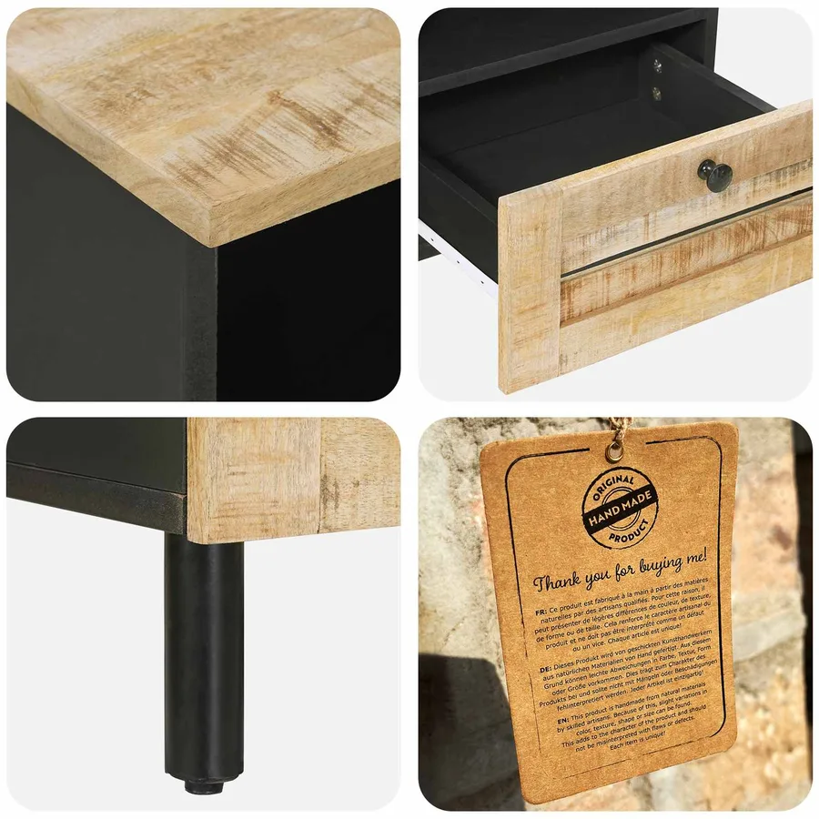 Table de chevet 2 pc Naturel 40 x 33 x 46 cm - 7