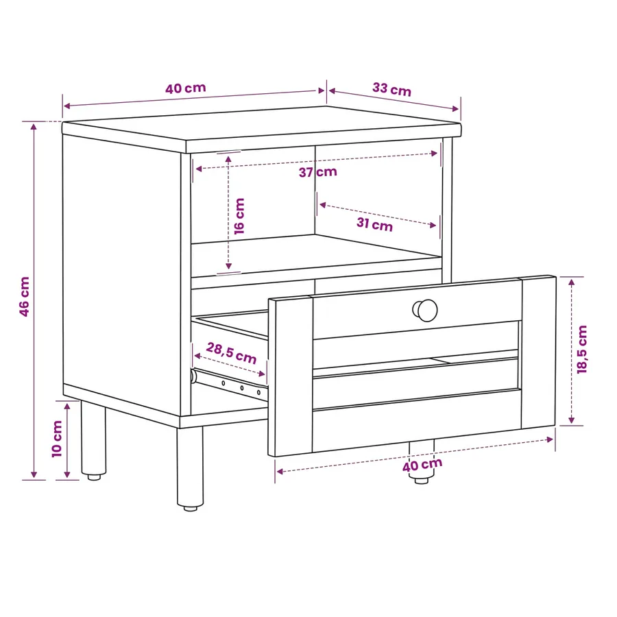 Table de chevet 2 pc Naturel 40 x 33 x 46 cm - 9