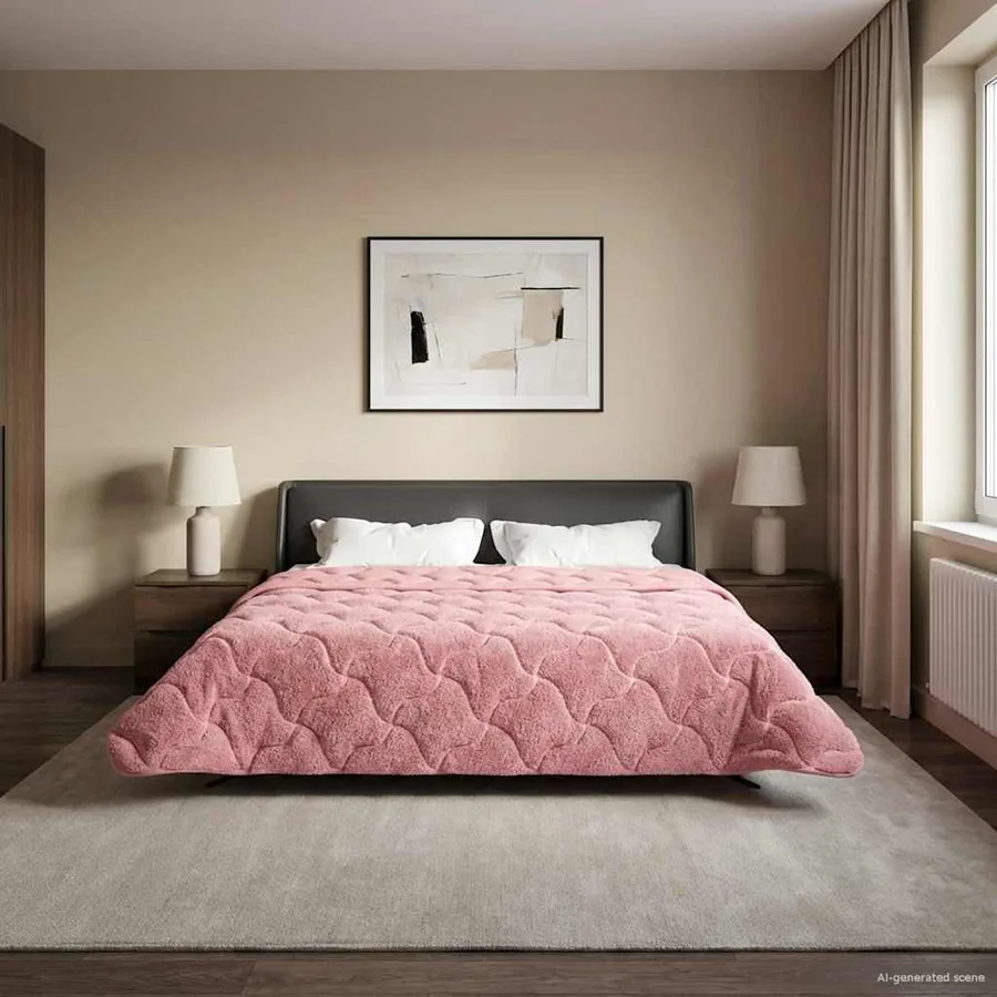 Duvet d'hiver Rose 200 x 220 cm Microfibre et polaire Teddy - 4