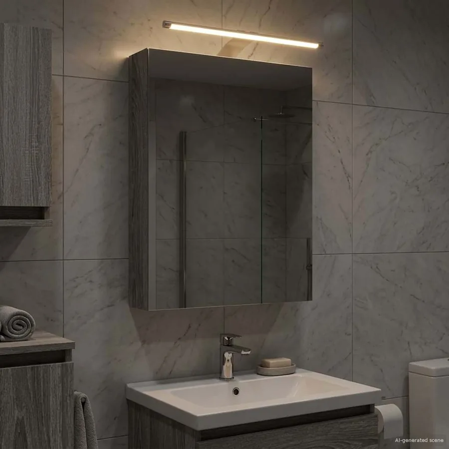 Armoire Miroir de Salle de Bain Gris Sonoma 40 x 10,5 x 60,5 cm