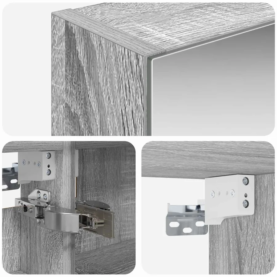 Armoire Miroir de Salle de Bain Gris Sonoma 40 x 10,5 x 60,5 cm - 10