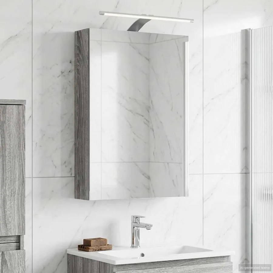 Armoire Miroir de Salle de Bain Gris Sonoma 40 x 10,5 x 60,5 cm - 4