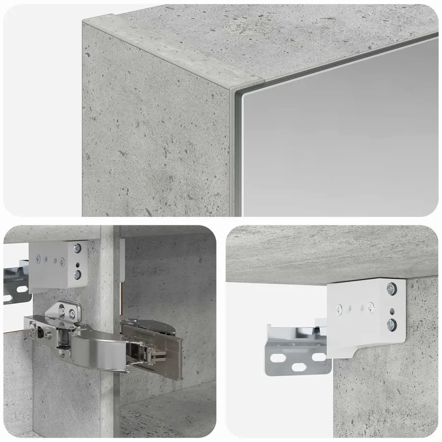 Armoire Miroir de Salle de Bain Gris béton 40 x 10,5 x 60,5 cm - 10