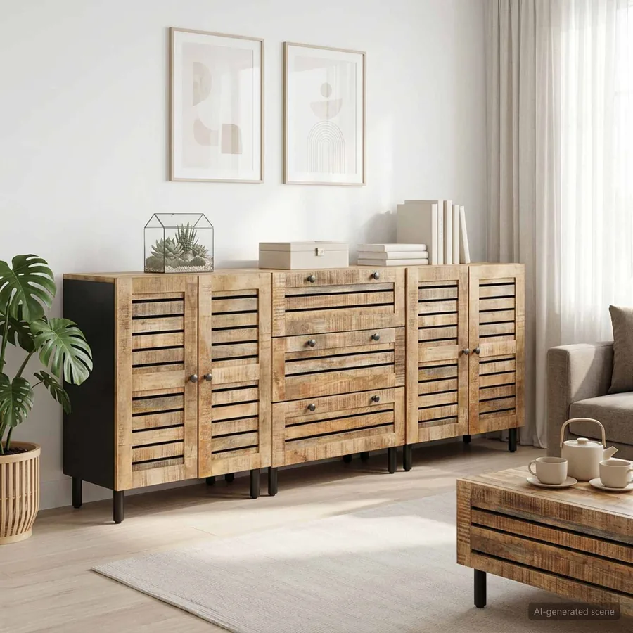 Armoires de rangement 3 pc 180 x 33 x 75 cm Naturel