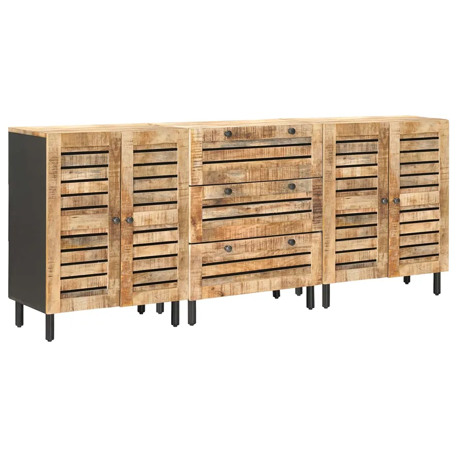 Armoires de rangement 3 pc 180 x 33 x 75 cm Naturel - 2
