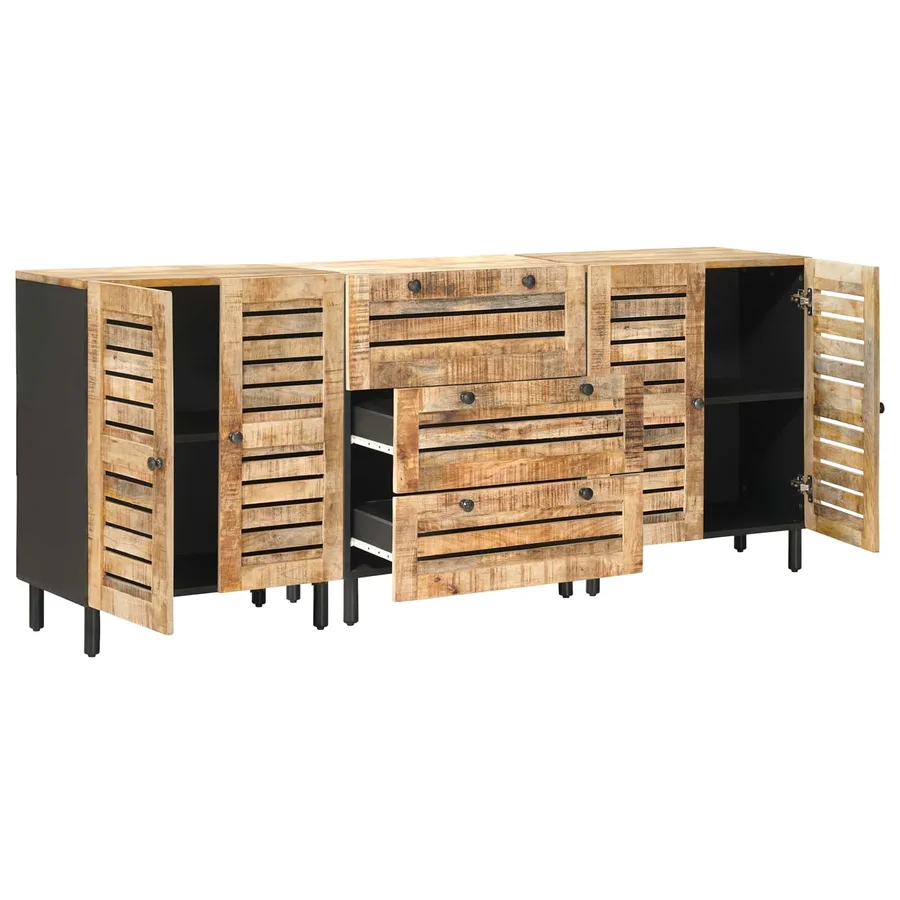 Armoires de rangement 3 pc 180 x 33 x 75 cm Naturel - 3