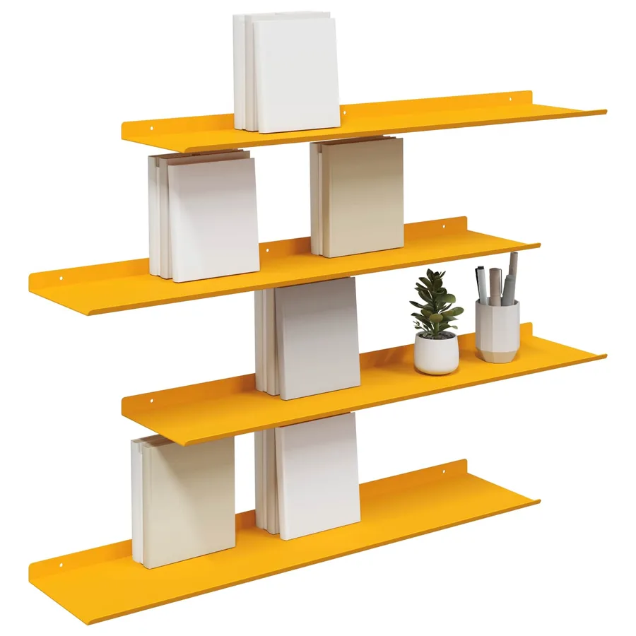 Étagère flottante 4 pcs Jaune moutarde 80 x 18 x 2,5 cm Acier - 3